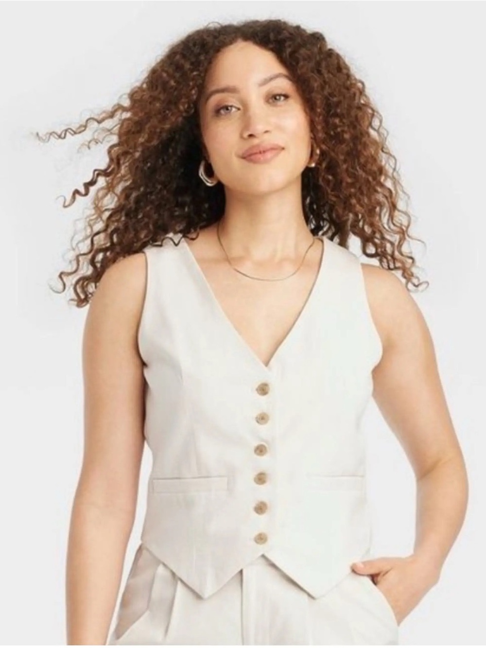 A new day beige waistcoat vest top - M